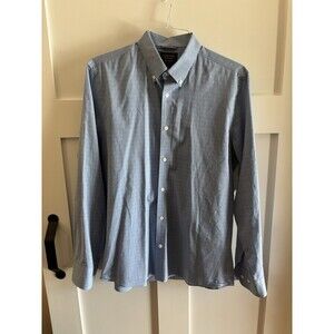 Nordstrom Men’s Shop Tech-Smart Dress Shirt Large Blue Trim Fit Stretch